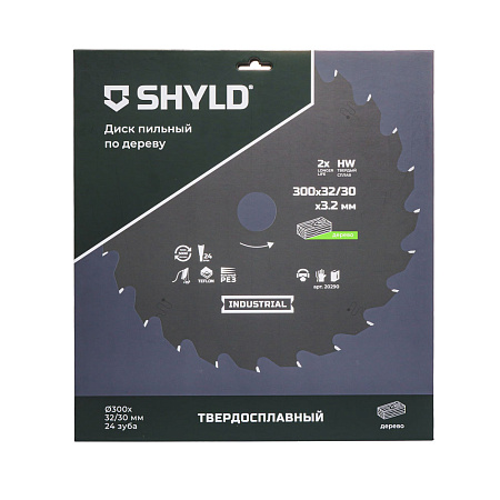 Диск пильный по дереву SHYLD твердосплавный 300х32/30 мм, 24 зуба(20290)