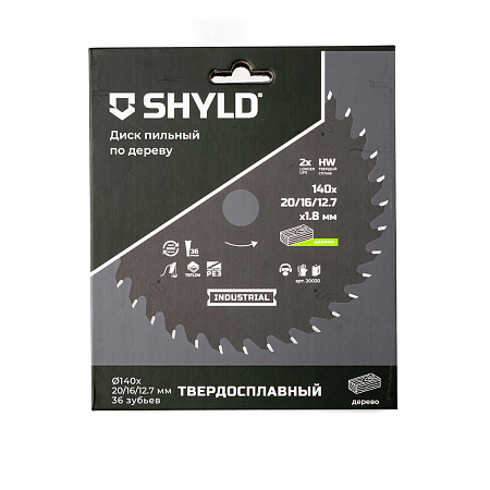 Диск пильный по дереву SHYLD твердосплавный 140х20/16/12,7 мм, 36 зубьев(20030)