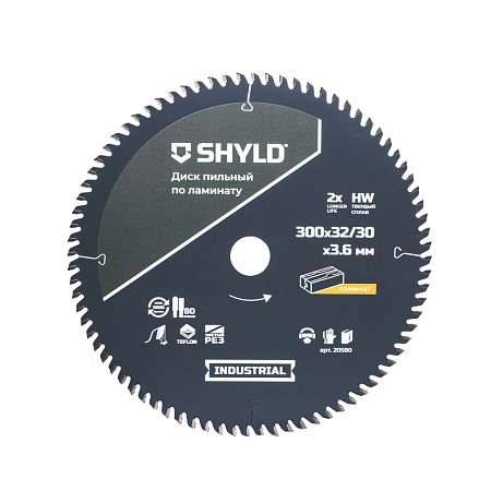 Диск пильный по ламинату SHYLD твердосплавный 300х32/30 мм, 80 зубьев (20580)