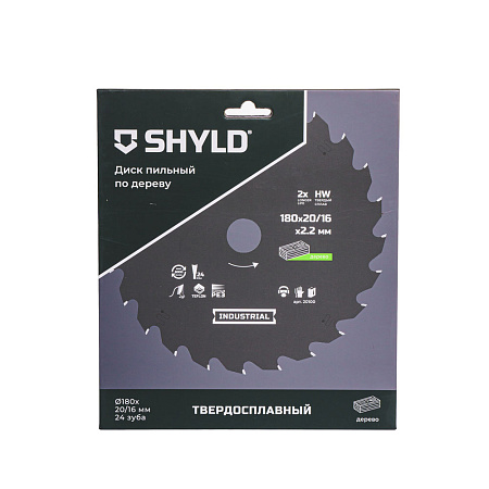 Диск пильный по дереву SHYLD твердосплавный 180х20/16 мм, 24 зуба(20100)
